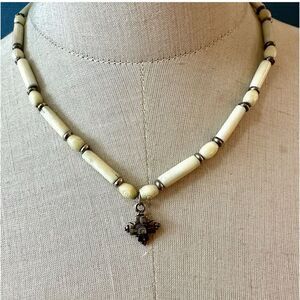 Vintage Dyed bone star cross  pendant necklace